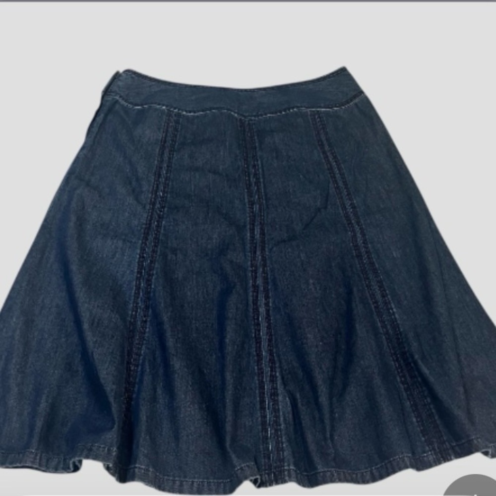 Liz Claiborne 100% Wide Waist Band Blue Denim Full Midi Side Zip Skirt sz 14 - Picture 5 of 12